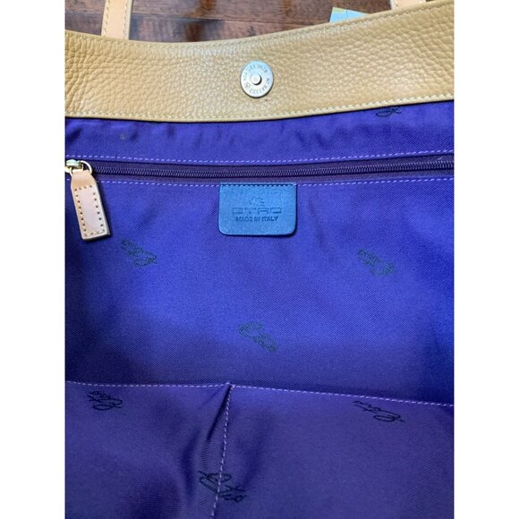 Etro Tan Pebbled Leather Shoulder Bag Purse Double Strap - Picture 6 of 7